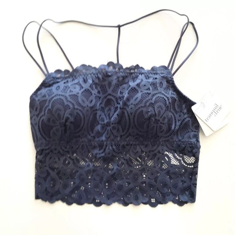 Tranquil & True Womens Size 3X Lace Bralette Double Strap Padded Blue Bra